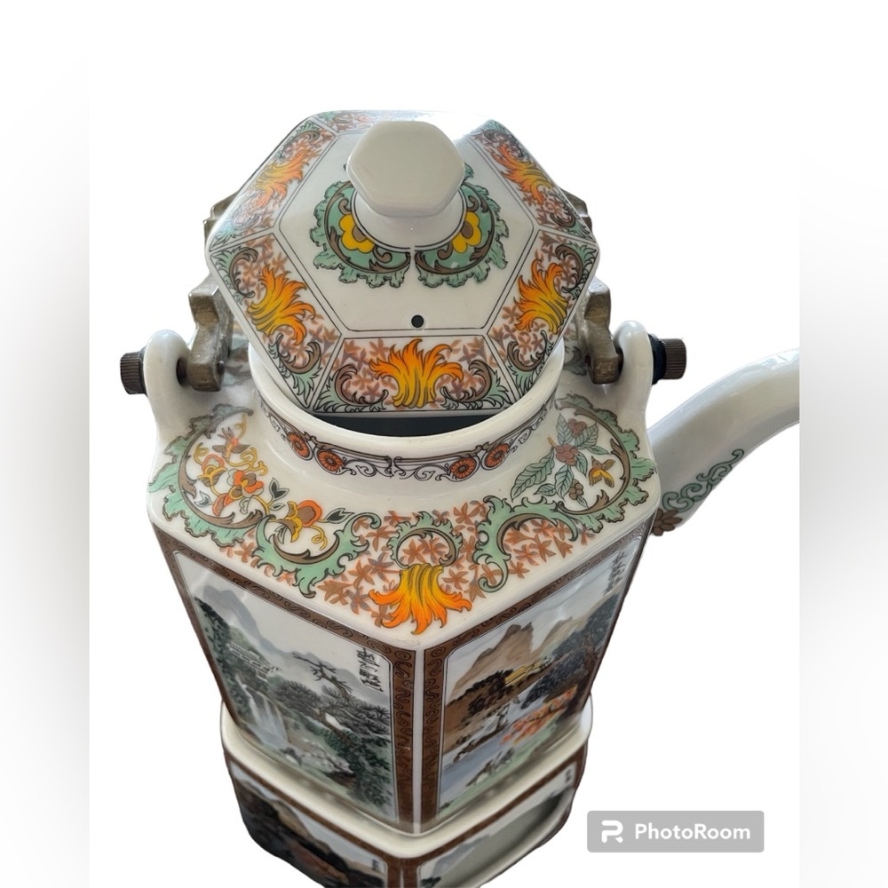 Vintage Seizan Japanese porcelain 9 piece set teapot 5 teacups 4 cups handles